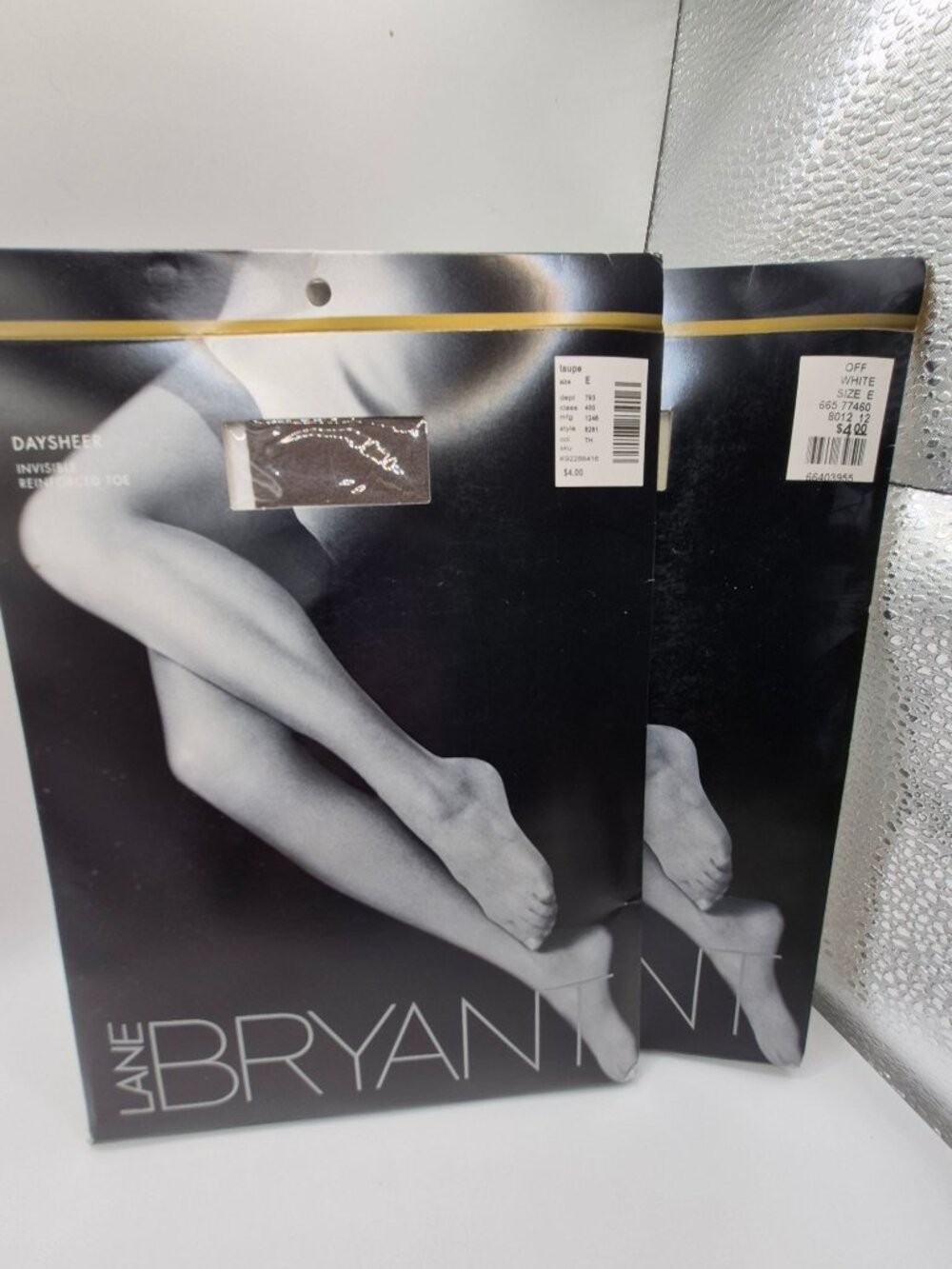 Lane Bryant Day Sheer Pantyhose Size E Reinforced Toe 2 PackOff White And Taupe